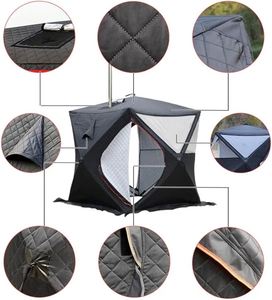 Carpa de Pesca en Hielo Personalizable para 2 Personas, Extra Grande, Aislada, para Invierno, de Triple Capa, Oxford, Impermeable, de Apertura Rápida, Tipo Sauna - Product Image 4