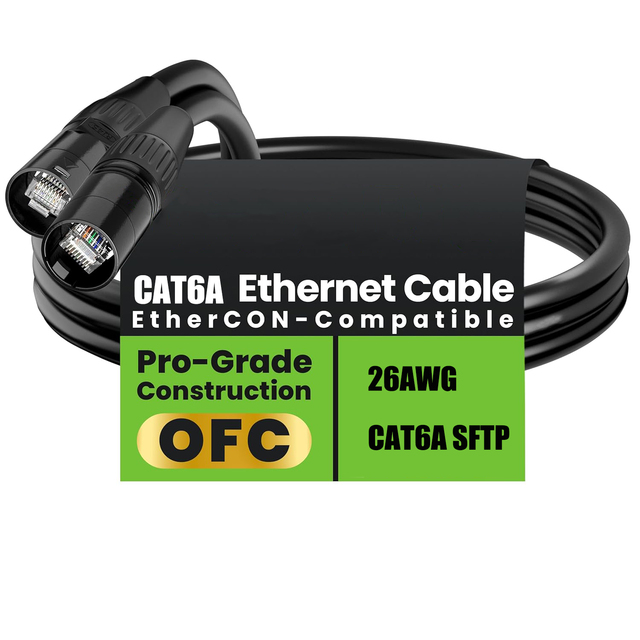 HOTION Shielded CAT6A S/FTP Ethercon Cable  Professional Audio Lighting RJ45 EtherCON-Compatible Cable for Studio Stage Concerts