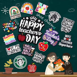 2025 recién llegados tendencia profesor y estudiante diseñador zapato encantos regla de PVC Apple bolsa libro escuela encantos nuevos lanzamientos - Product Image 1