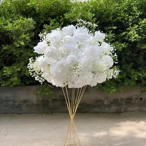 Flower Factory Hot Selling High Quality White Rose Babysbreath Flower Ball Wedding Centerpieces