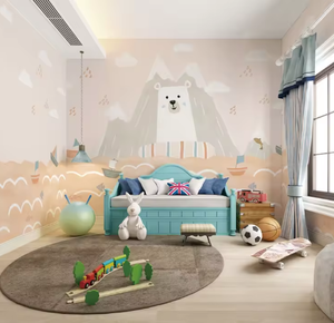 Decoración de Pared de Dormitorio Infantil Impresa en 3D Personalizada y Ecológica, <span class=keywords><strong>Papel</strong></span> <span class=keywords><strong>Tapiz</strong></span> Mural de Animales de Dibujos Animados, Oso <span class=keywords><strong>Polar</strong></span>, para Mejoras del Hogar - Product Image 3