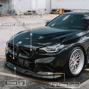 Pour M2 G87 : Spoiler en fibre de carbone véritable, lèvre avant, diffuseur arrière, jupes latérales, calandre avant, cadre de phare antibrouillard - Product Image 2
