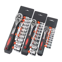 12PCS 1/4" 3/8'' 1/2'' Drive Cr-V Socket Set Vehicle Tools Car Repairing Wrench Spanner Tool Kit Socket Ratchet Set Hand Tools