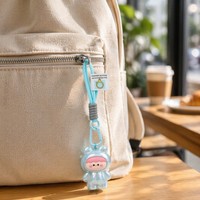 Porte-clés mignon en acrylique motif ours de dessin animé, impression UV sur plastique, breloque de sac en corde tressée, cadeau tendance