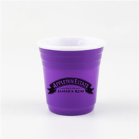 2oz Petit gobelet réutilisable Mini Party Cups 60ML SHOT CUP NOIR AVEC INTÉRIEUR BLANC