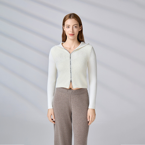 Sudadera con capucha de punto personalizada para invierno, con estampado de letras, estilo streetwear, con cremallera, tipo cárdigan para mujer - Product Image 2