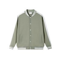 Fabricants de vêtements personnalisés printemps et automne 380 grammes Cardigan sweat-shirt Baseball veste couleur bloquée haut à manches longues