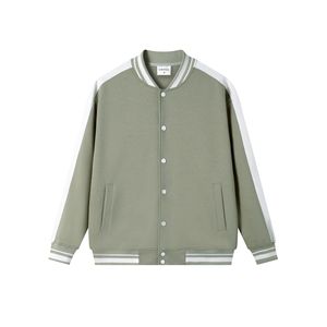 Fabricants de vêtements personnalisés printemps et automne 380 grammes Cardigan sweat-shirt Baseball veste couleur bloquée haut à manches longues - Product Image 5