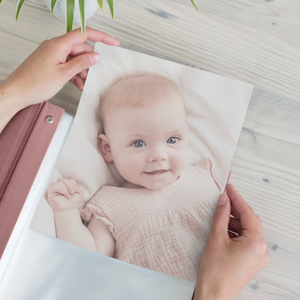Custom Gold Foil Blush rosa velluto Baby foto Album vite legante Slip in foto 8x10 trasparente PP Pocket Memory Book - Product Image 6