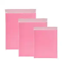 Sobres de correo de burbujas de polietileno, autosellado, color rosa claro, 25x28cm