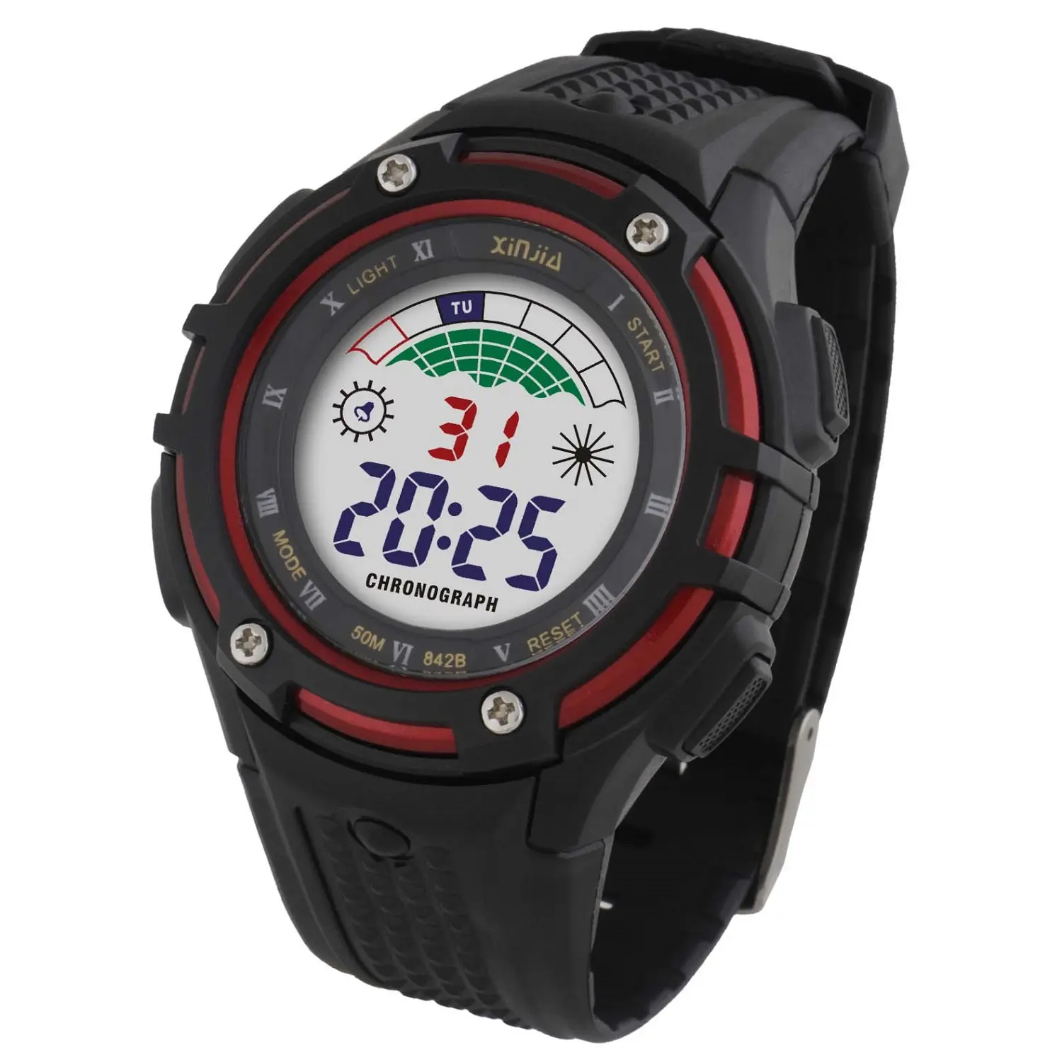 Xinjia 4 रंग डिजिटल अलार्म घड़ी oem orologio निविड़ अंधकार wristwatches Mens स्टॉपवॉच