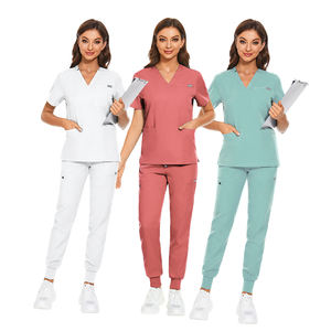 ชุดยูนิฟอร์มพยาบาลคอวียืดได้สำหรับผู้หญิงชุดเครื่องแบบพยาบาลนำกลับมาใช้ใหม่ได้ชุดเสื้อคอวี - Product Image 2