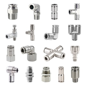 Stainless Steel Pneumatic Hose Fitting for Water Pneumatic Push in Fittings Air Hose <b>Connector</b> Fittings Metal - Product Image 1