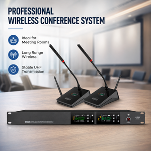 Şarj Edilebilir UHF Kablosuz Mikrofon Sistemi, Karaoke Partisi Konuşması ve Sahne Gösterisi için Çift El Tipi Mikrofon - Product Image 4