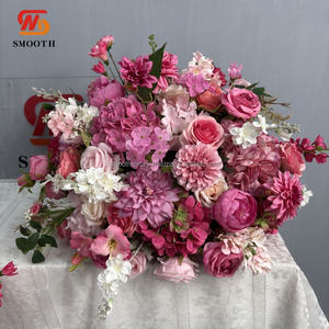 Mélange blanc lisse Boule de fleurs roses Pièce maîtresse florale Décoration de table de fleurs de mariage - Product Image 2