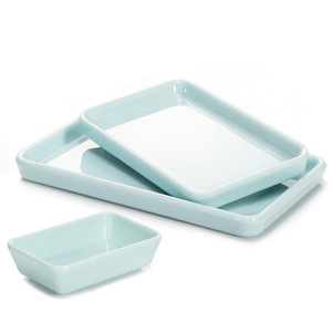 Serving Trays <b>Set</b> <b>Square</b> Melamine Dishware Light Blue For Restaurant Hotel Use Unbreakable Food Safe - Product Image 1