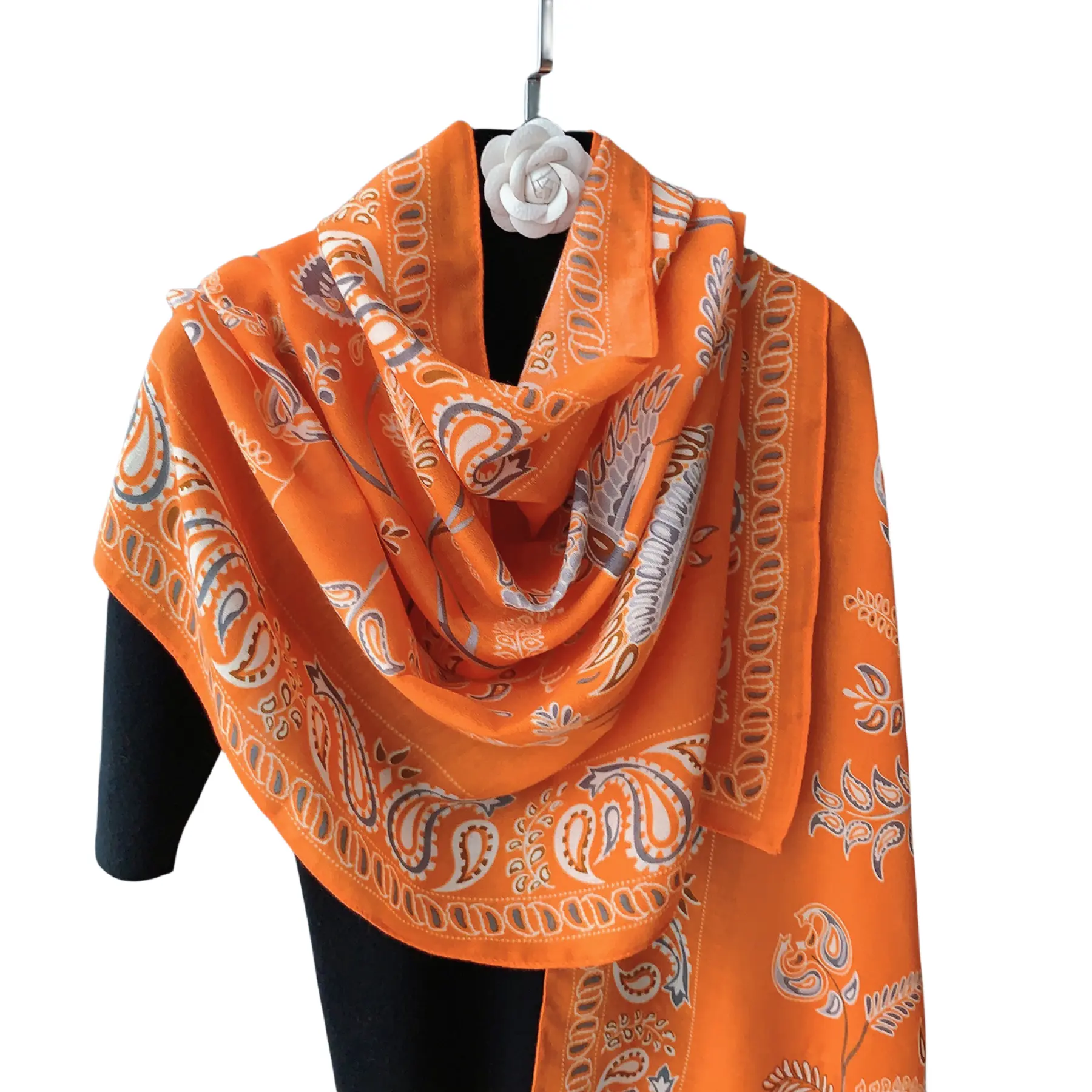Customized Branded Large Women's Printed Satin Pure Silk Scarf Shawl Scarf Gift