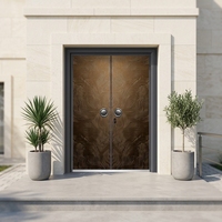 Porte d'entrée de villa moderne en aluminium sur mesure - Porte double de qualité supérieure |   Serrure de sécurité extérieure résistante aux intempéries pour entrée principale, garantie 3 ans