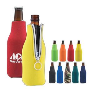 Wholesale Sublimation Long Neck 330Ml Insulator Neoprene Stubby <b>Cooler</b> Holder Keep <b>Drink</b> Cold Beer Bottle With Zipper - Product Image 3
