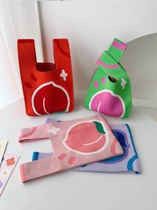 Bolsos de compras informales tejidos Bolsos de hombro de punto de manzana Bolsos de punto en stock - Product Image 4