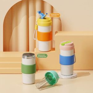 Portable Adult Tea & Coffee Mug Cup Stainless Steel Tumbler with <b>Filter</b> Rope Coffee Thermos Flask Straw for <b>Water</b> <b>Bottle</b> Brewing - Product Image 4