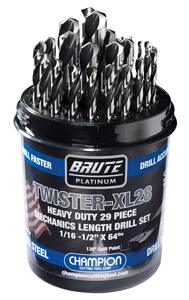 Juego de brocas HSS Brute Platinum de 29 piezas (1/16-1/2" <span class=keywords><strong>x</strong></span> 64ths) Twister-XL28 para mecánicos - 135 herramientas manuales de jardinería - Product Image 4