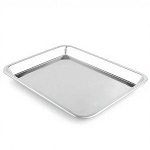 Plateau de service rectangulaire en acier inoxydable, prix de gros, accessoires de cuisine, plateau personnalisé, plateaux de service - Product Image 1