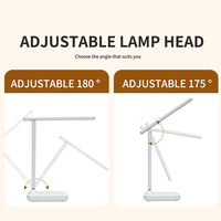 Lampe de bureau rechargeable USB à intensité variable, pliable, veilleuse avec corps en ABS, lumière tricolore pour lecture et étude, alimentée par batterie