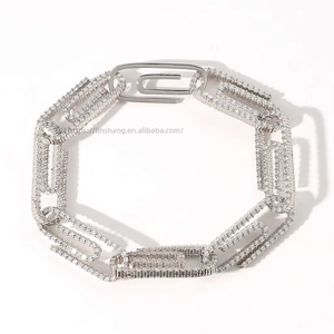 Men's Paper <b>Clip</b> Button 10mm Hip Hop Bracelet Personalized Couple Collarbone Chain Hip Hop Accessories Tanjing Fashion - Product Image 2