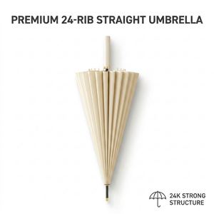 Nouvel Arrivage Parapluie Semi-Automatique Droit Robuste à 24 Baleines Coupe-Vent de Luxe pour Vente en Gros, Cadeau d'Affaires - Product Image 2