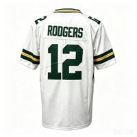 Jersey Berkualitas Tinggi 10 # Cinta 12 # Rodgers 33 # Jones 85 # Jersey Bordir Kraft American Football Jersey Kustom