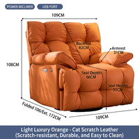 Sillón Reclinable Eléctrico Moderno con Masaje de 8 Puntos, Giratorio, Tipo Nube, para Sala de Estar u Hotel