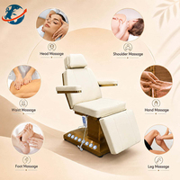 Lit de beauté électrique moderne en acier inoxydable à 3 moteurs réglables pour salon, spa, soins du visage, thérapie des cils et massage, avec éponge haute densité