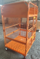 Chariot à cage roulante robuste 1000 kg |   Conteneur logistique pliable en acier galvanisé avec roulettes pivotantes à frein pour usage en entrepôt