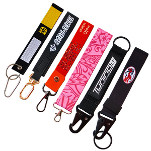 Logo personnalisé Key label polyester Transfert thermique impression couleur Design tissu porte - clés - Product Image 2