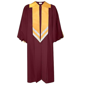 Túnica de Coro Crescendo Unisex de Lujo con Mangas con Puños y Estolas de Satén Dorado para Uso en la Iglesia - Product Image 1