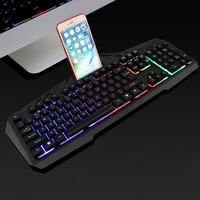 Clavier de jeu mécanique filaire à rétroéclairage RVB haute performance à bas prix avec pavé numérique et support de téléphone pour ordinateur portable/tablette