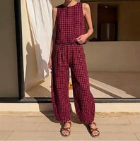 Ensemble décontracté 2 pièces pour femmes, haut sans manches et pantalon large, nouvelle collection été