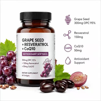Gélules antioxydantes OEM au resvératrol, CoQ10 et extrait de pépins de raisin, complexe anti-âge pour la protection cardiaque, cutanée et cellulaire, complément pour adultes