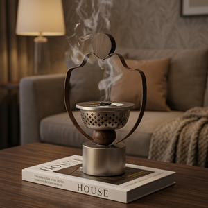 Brûleur d'encens en bois et métal de qualité supérieure, support pour Bakhoor, porte-charbon décoratif pour Oud arabe, parfum d'ambiance aromatique pour la maison - Product Image 3