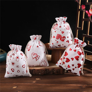 Sacs cadeaux de mariage en coton avec cordon de serrage, pochettes cadeaux 10x14cm 13x18cm pour décorations de mariage - Product Image 5