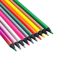 Crayons de couleur en bois noir, 10 pièces, crayons de couleur métalliques à mine solide, design de dessin animé pour enfants, fournitures scolaires, papeterie de dessin