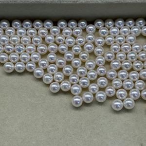 Perles d'Akoya d'eau de mer naturelles de 5-6 mm, miroir lumineux, blanc impeccable, Zhuji, perles nues en vrac, vente en gros - Product Image 3