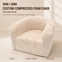 Fauteuil de dortoir en velours côtelé à mousse compressée, emballé sous vide, sans structure, pour chambre à coucher et petit appartement - Vente en gros