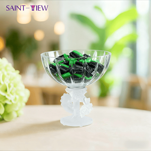 Cuenco decorativo de cristal con temática de flores para boda, frascos de exhibición de postres, azúcar, caramelo, Chocolate y flores - Product Image 5
