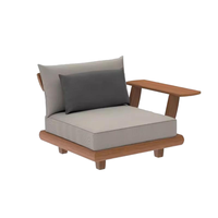 Ensemble de canapés d'extérieur de qualité commerciale en teck moderne de luxe, résistant aux intempéries, pour hôtel, jardin, terrasse