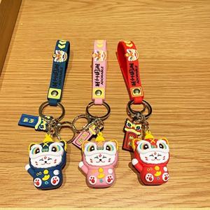 พวงกุญแจตุ๊กตายางรูปมังกรและสิงโตเต้นรำแบบ 3 มิติ  ภาพการ์ตูน พีวีซีนุ่ม - Product Image 1