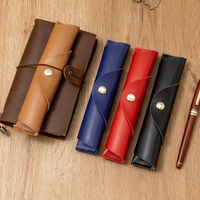 Étui à stylo en cuir PU enveloppant avec bouton-pression, pochette portable pour un seul stylo, étui de protection pour crayons
