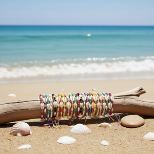 Bracciale con perline di conchiglia, 24 pezzi, fatto a mano, colorato, con ciondolo a forma di conchiglia, accessorio di moda - Product Image 3