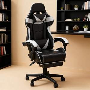 Chaise de jeu bleue pour adultes Design de siège <span class=keywords><strong>baquet</strong></span> ergonomique avec repose-pieds et appui-tête Chaise pivotante à 360 ° pour de longues sessions de jeu - Product Image 5